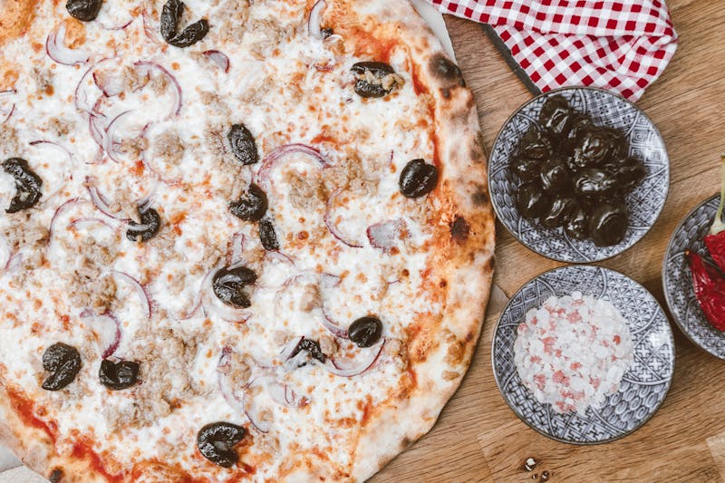 BBQ chicken Detroit pizza with caramelized onions