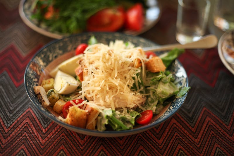 Caesar salad with romaine croutons and parmesan