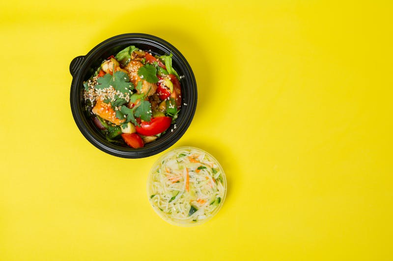 Colorful healthy meal prep with fresh vegetables and grains